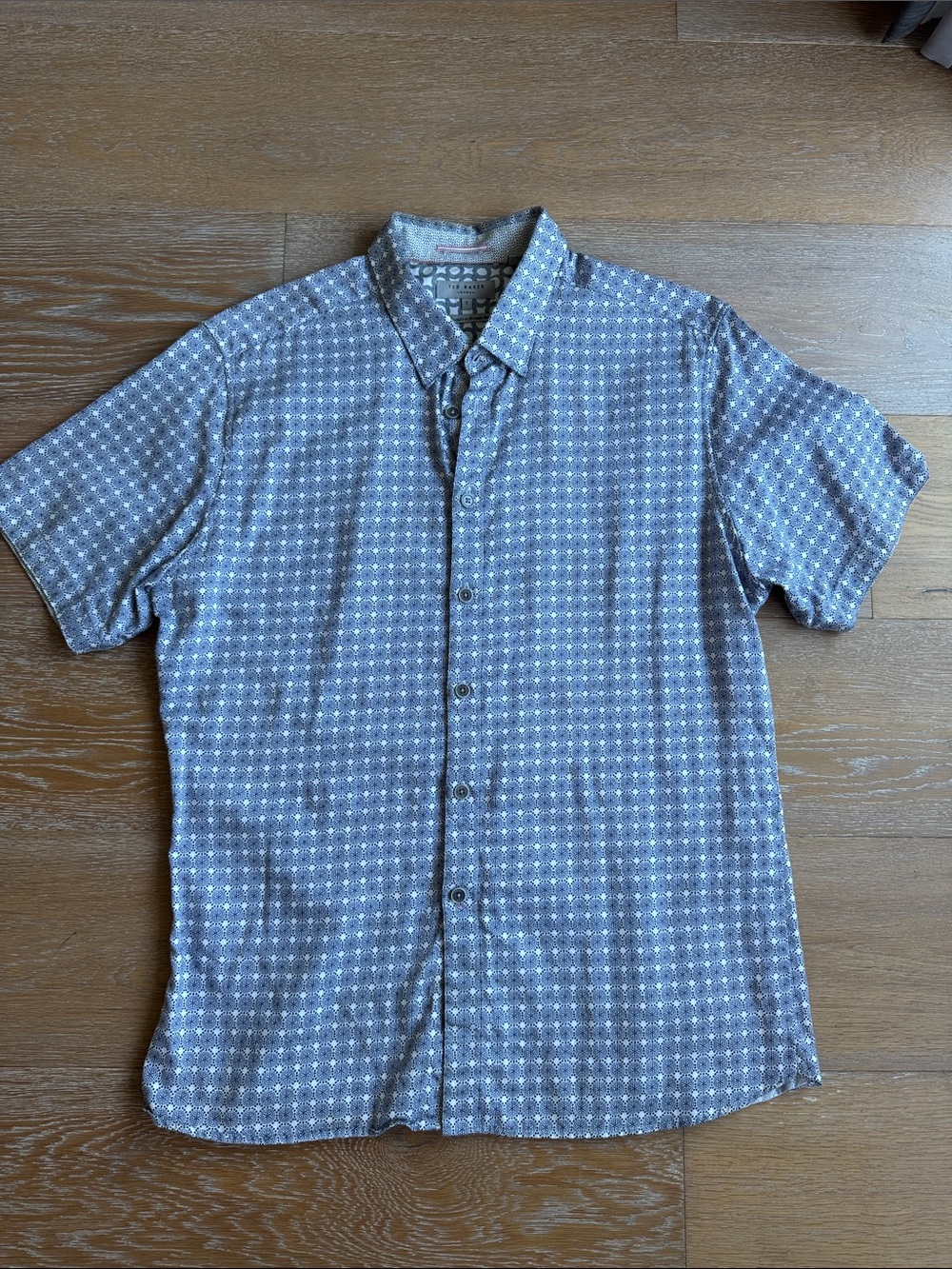 Ted Baker London Short-Sleeve Button-Down Shirt in Light Blue Geo